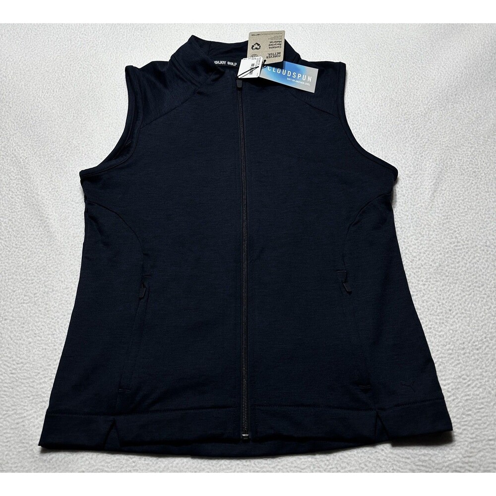 Puma Women’s Heather Navy Full Zip Golf Vest Cloudspun Size Small NWT New